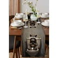 thumbnail image 4 of Funny Raccoon Table Runner-Cotton Linen- 72 Inch Holiday Dresser Scarves, Brown Toilet Animals Modern Street Art Tablerunner for Kitchen Coffee/Dining Bedroom Living Room Dinner Scarf Décor 13x72, 4 of 9