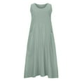 thumbnail image 4 of CHUANK Robe Longue Ample Sans Manches en Coton et Lin pour Femmes Robe d'Été Décontractée Couleur Unie Robe de Plage avec Poches, 4 of 8