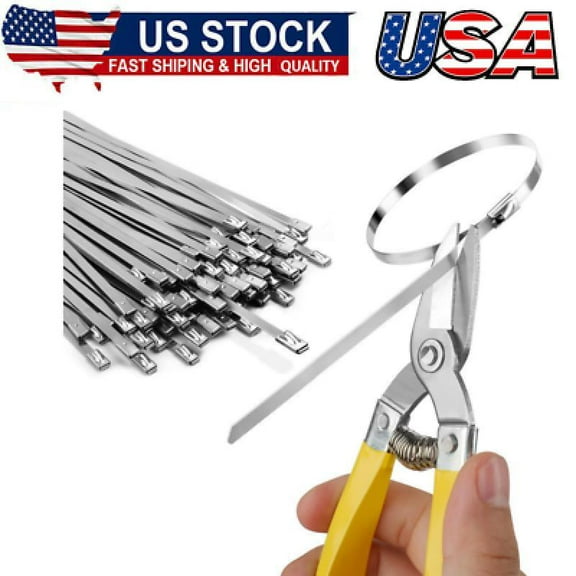 Heavy Duty Metal Zip Ties (With Tie Cutter) Uv Resistant Stainless Steel Zip Tie