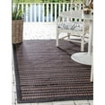 thumbnail image 2 of Unique Loom Outdoor Collection Tapis d'Intérieur et d'Extérieur Décontracté à Rayures Tonales, 4' x 6', Noir/brun, 2 of 2