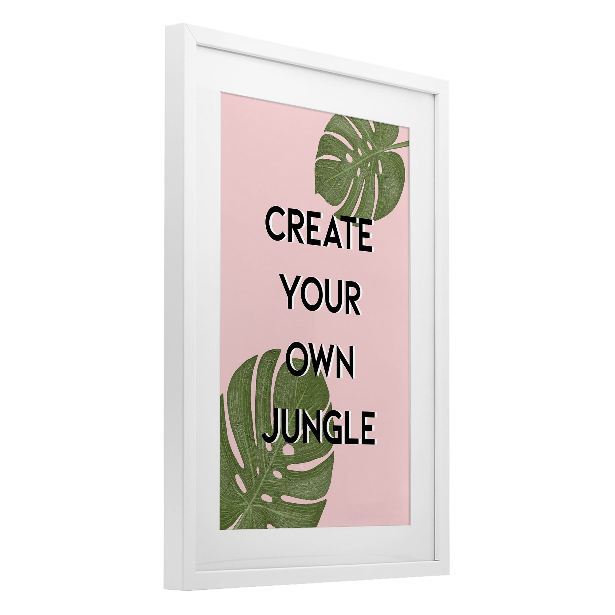 Stupell Industries Create Your Own Jungle White Framed Print Under Glass, design by Martina Pavlova