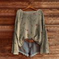thumbnail image 2 of AJHSAKLt Pullover Sweaters for Women Art Print Casual Sweater Knitted Fashion Long Sleeve Crewneck Blouse Winter Warm Layer Top Lightweight Sweaters for Women Grey, 2 of 6