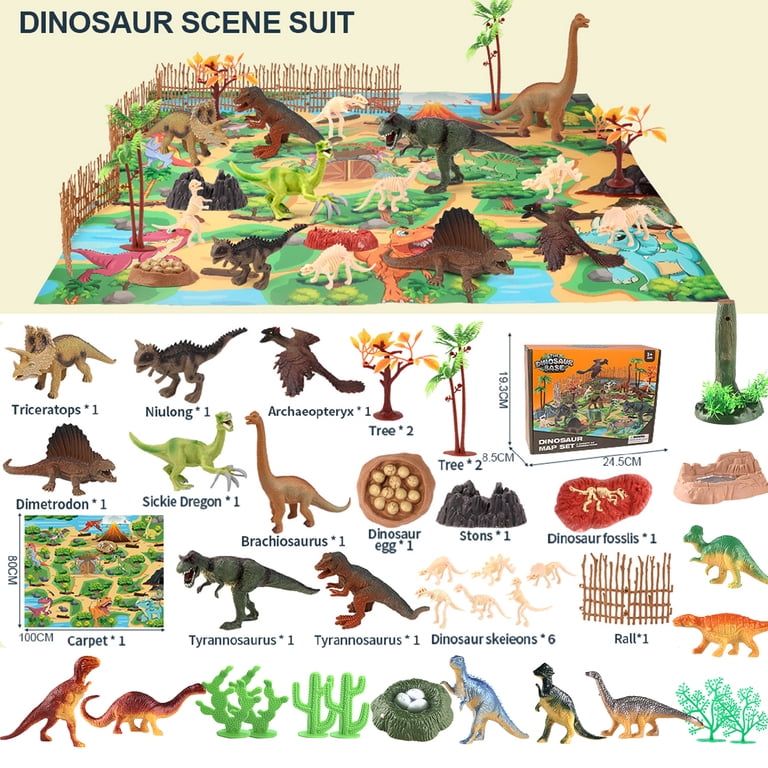 Zacro 50-Piece Dinosaur Playset with Play Mat & Volcano photo 6