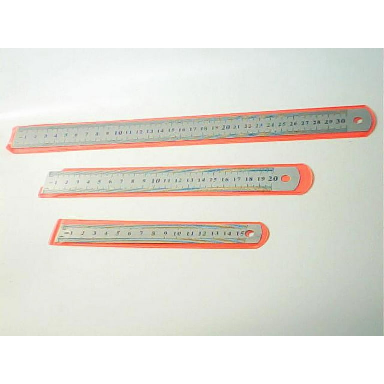 Straight Ruler Set 15x1.9CM & 20x2.6CM & 30x2.6CM Stainless Steel Ruler  Kit, 3 Pieces