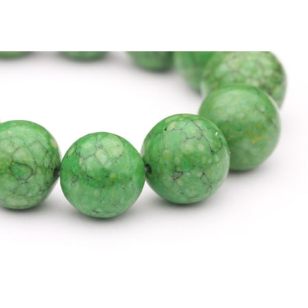 - Round - Shaped Green Man Made Turquoise Beads Semi Precious Gemstones Size: 16x16mm Crystal Energy Stone Healing Power for Jewelry Making