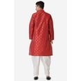 thumbnail image 2 of Royal Kurta Elegant Maroon Jacquard Silk Printed Long Kurta and White Salwar for Men, 2 of 5