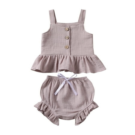

Toddler Kid Baby Girl Ruffle Sling Top Short Pants 2PCS Outfit Clothes Summer