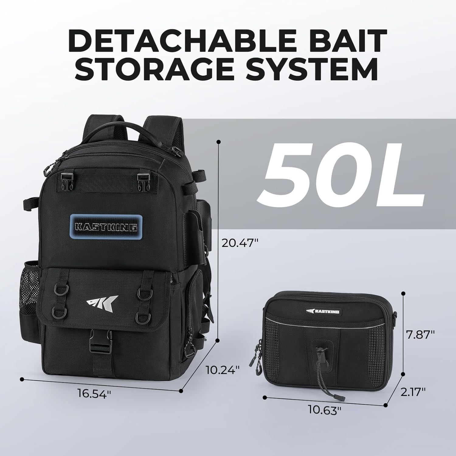 KastKing 50L Fishing Tackle Backpack,2 Rod Holders Storage Fishing Gear and Equipment-BaitSpace