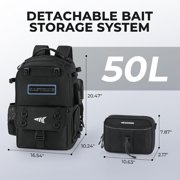 KastKing 50L Fishing Tackle Backpack,2 Rod Holders Storage Fishing Gear and Equipment-BaitSpace