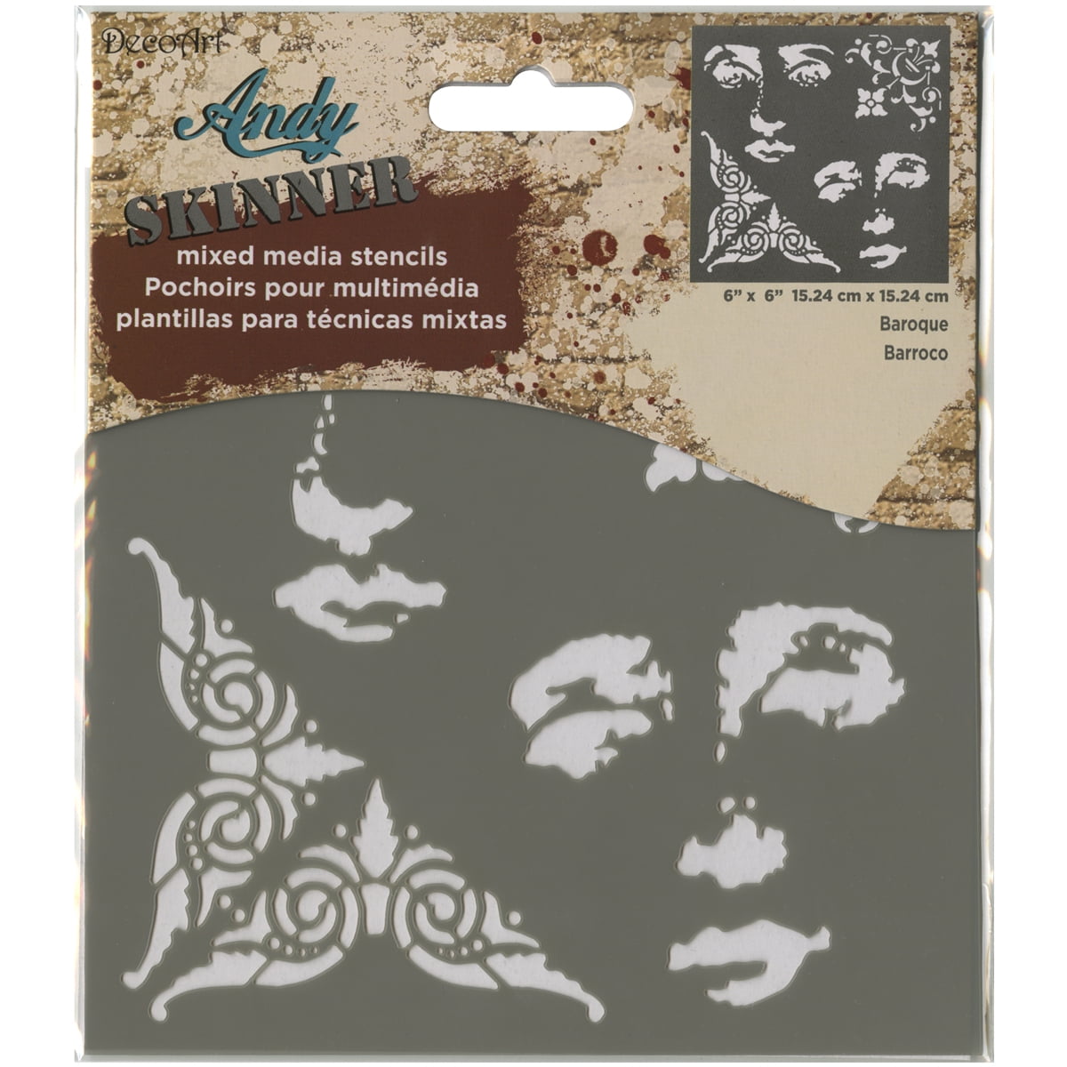 Andy Skinner Mixed Media Stencil Set - 6 Inch - Hippy Chic Design - For Art Journals, Canvas, Decor