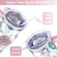thumbnail image 5 of 40oz Cute Ocean Life Turtle Stainless Steel Flip Straw Tumbler Spill Proof Travel Cup Double Wall Vacuum Insulated Coffee Mug with Top Handle, 5 of 6