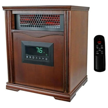 LifeSmart LifePro 1500W Portable Electric Infrared Quartz Space Heater for Indoor Use with 4 Heating and Control, Brown Oak Wood