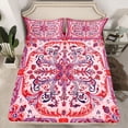 thumbnail image 2 of Feelyou Retro Hippie Damask Bed Sheets for Women, Red Purple Boho Paisley King Sheets, Southwestern Fashion Sheet Set, Ultra Soft Bedroom Decor, 4pcs, 2 of 7