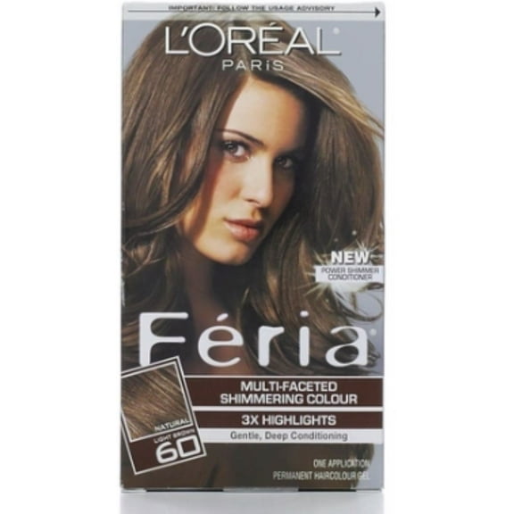 L'Oreal Feria Multi-Faceted Shimmering Color, 60 Light Brown, 1 ea (Pack of 2)