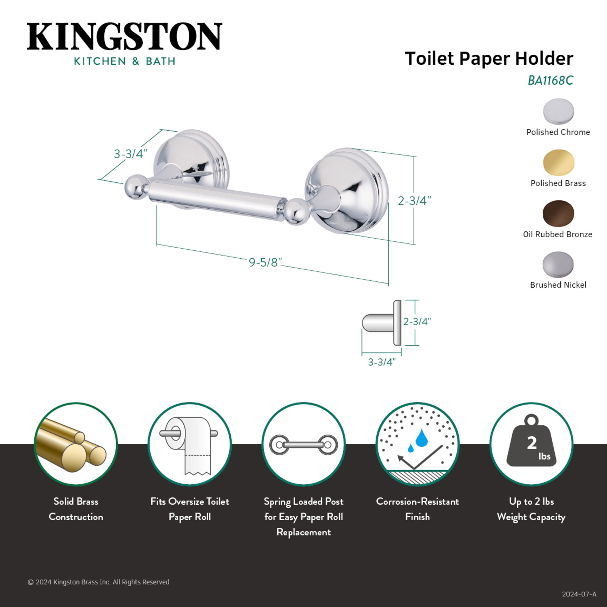 Kingston BA1168SN Vintage Toilet Paper Holder in Brushed Nickel