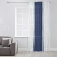 thumbnail image 3 of Blue Solid Color Texture Semi Sheer Curtains Drapes for Living Room, Bedroom, French Doors Window 108 Inches Long, Simple Blue Pattern Rod Pocket Chiffon Curtain Drapery Voile Draperies Panel, 3 of 6