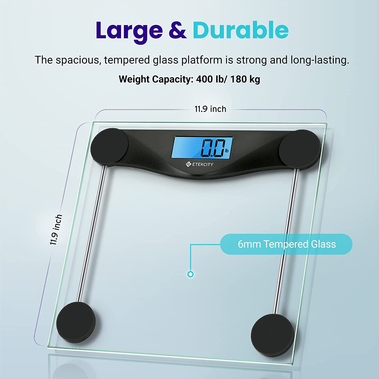 Etekcity Glass 995115525M Digital Body Weight Bathroom Scale 4 H x 11 1316  W x 11 1316 D Clear - Office Depot