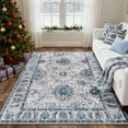 thumbnail image 2 of NewBuros Area Rugs 5'x7' Washable Non-Slip Boho Rugs, Soft Stain Resistant Low Pile Print Indoor Carpet for Living Room Bedroom Dining Room, Turquoise, 2 of 10