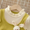 thumbnail image 4 of Vestido de cuello redondo y manga larga para niña, conejito de bolsillo, cuello de encaje, tejido de punto, manga larga, color liso, conjunto clásico, inocencia infantil y placer infantil, top de poli, 4 of 7