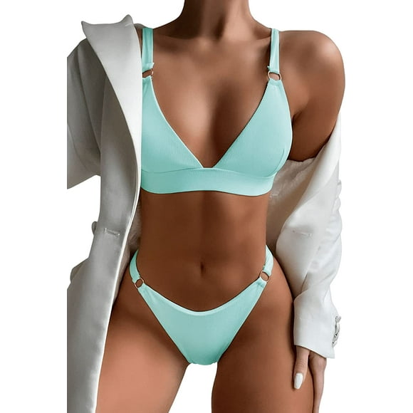 SheIn Women's Cute String Bikini Sets Tie Back Ring Linked Two Piece Bathing Suits