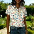 thumbnail image 4 of Women's Shirt Button Short Sleeved Pocket Casual Top, 4 of 5