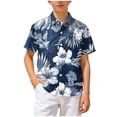 thumbnail image 6 of CAICJ98 Boy's Hawaiian Shirt Tropical Beach Short Sleeve Kids Casual Summer Shirt (Navy,14-15 Years), 6 of 6