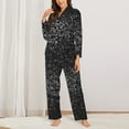 thumbnail image 2 of Fotbe Black And White Dotted Conjunto de Pijama de Manga Larga para Mujer con Estampado, Ropa de Dormir de 2 Piezas, Conjunto de Casa Suave y Cómodo con Bolsillos-Small, 2 of 7