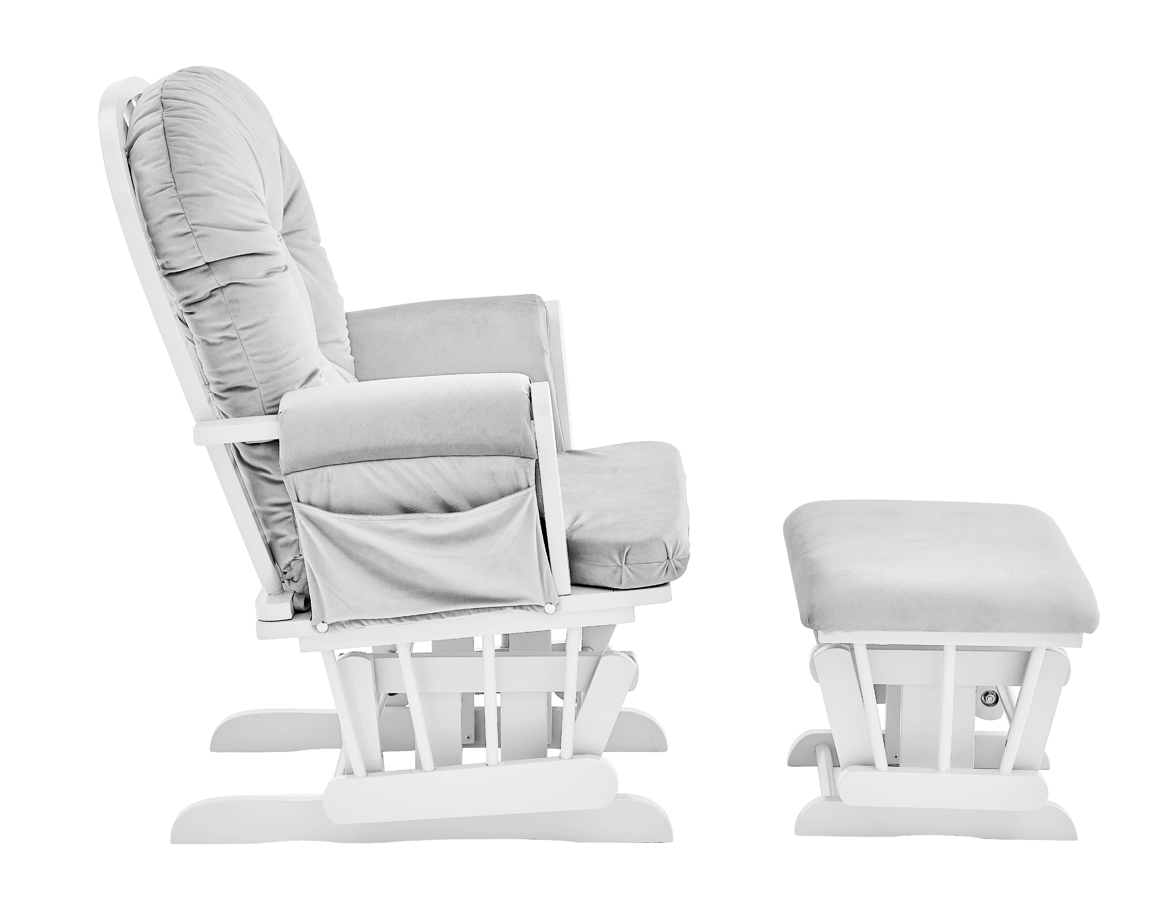 Suite Bebe Mason Glider & Ottoman,  White Finish and Light Grey Cushions