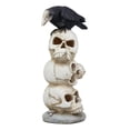 thumbnail image 4 of Gothic Raven Crow Bird Perching On Totem Stacked Skulls With LED Light Statue, 4 of 7