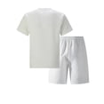 thumbnail image 5 of Domuza Men's 2 Piece Outfit Anti-wrinkle T Shirts and Shorts Summer Beach Vacation Lounge Workout Pajamas Short Sleeve Sets White L, 5 of 5
