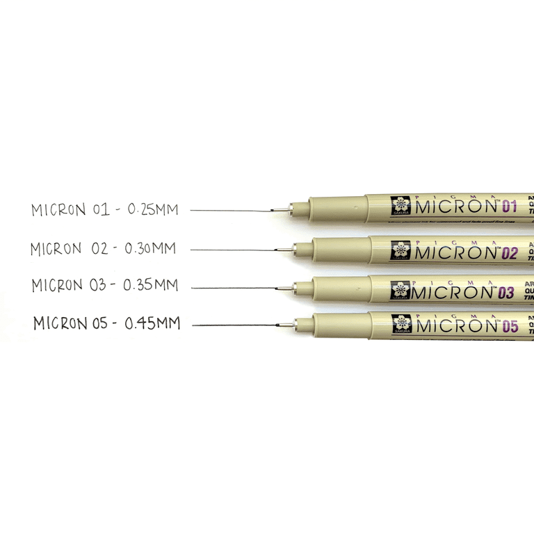 Sakura Pigma Micron Fineliner Pens, 4-Tip Assorted Set, Black photo 2