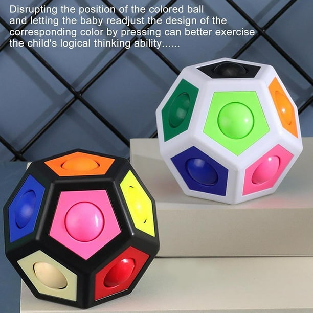 Bola De Arco Iris Mágica Hexagonal Con 12 Agujeros Para Niños, Rompecabezas De Poliedro De Dedo, Juguete Educativo De Descompresión Methold