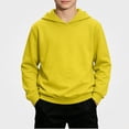 thumbnail image 2 of DJDLJWCJ Teen Boys Solid Color Hoodie (1-15) Lightweight Long Sleeve Pullover Sweatshirt for Boys Stretch Soft Comfy School Sweatshirts Yellow Size 5, 2 of 9