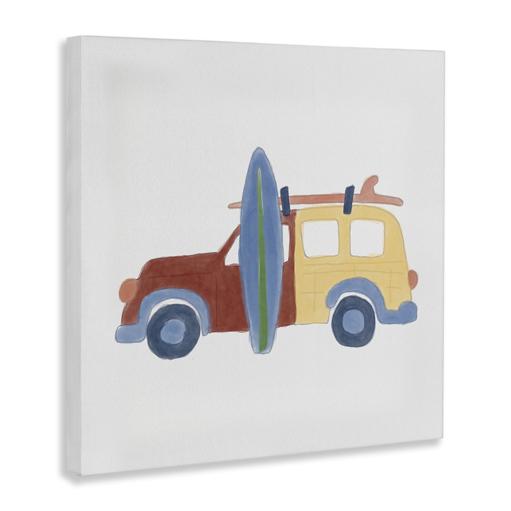 Stupell Industries Summer Beach Wagon Transportation Painting Gallery Wrapped Canvas Art Print Wall Art, 30 x 30