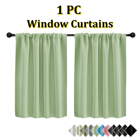 1Pc Solid Color Tier Curtain Light Blocking Short Window Drape Privacy Fabric Valance for Kitchen Cafe Partition Decor