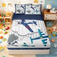 thumbnail image 2 of Erosebridal Cartoon Airplane Zipper Twin Comforter Sets with Fitted Sheet and 2 Pillowcases for Boys Men, Cartoon Cloud Print Zipper Bedding Set, Navy Reversible, 4 Pieces, 2 of 7