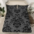 thumbnail image 2 of jejeloiu Ancient Damask Jacquard Queen Sheet Sets,Vintage Victorian Baroque Flat Sheet,Wild Black Bird Queen Fitted Sheet For Kids,Microfiber Bedroom Decor,4-Piece, 2 of 7