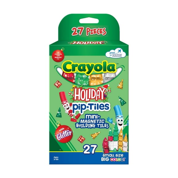 Crayola Holiday Glitter Mini PIP Magnetic Tiles 27-Piece Set