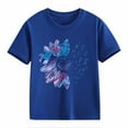 thumbnail image 4 of Kids Girls Cotton Short Sleeve Shirts Round Neck Flower Graphic Relaxed Casual Tops Comfy Soft Breathable Blouse Tees, 4 of 4