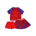 thumbnail image 6 of iixpin Girls Sequins Dance Performance Costume Sparkle Jazz Dance Top with Skirt Shorts Set Dancing Red 110, 6 of 7