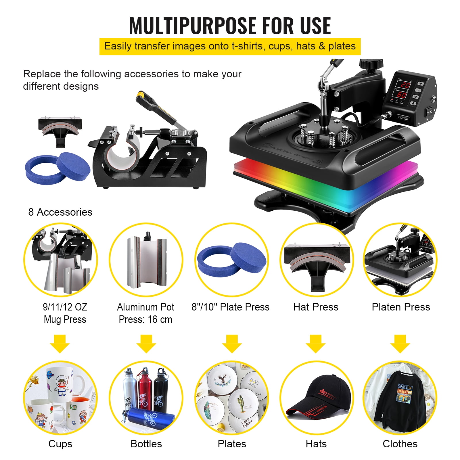 VEVOR Heat Press Machine Sublimation 12 x 15 inch