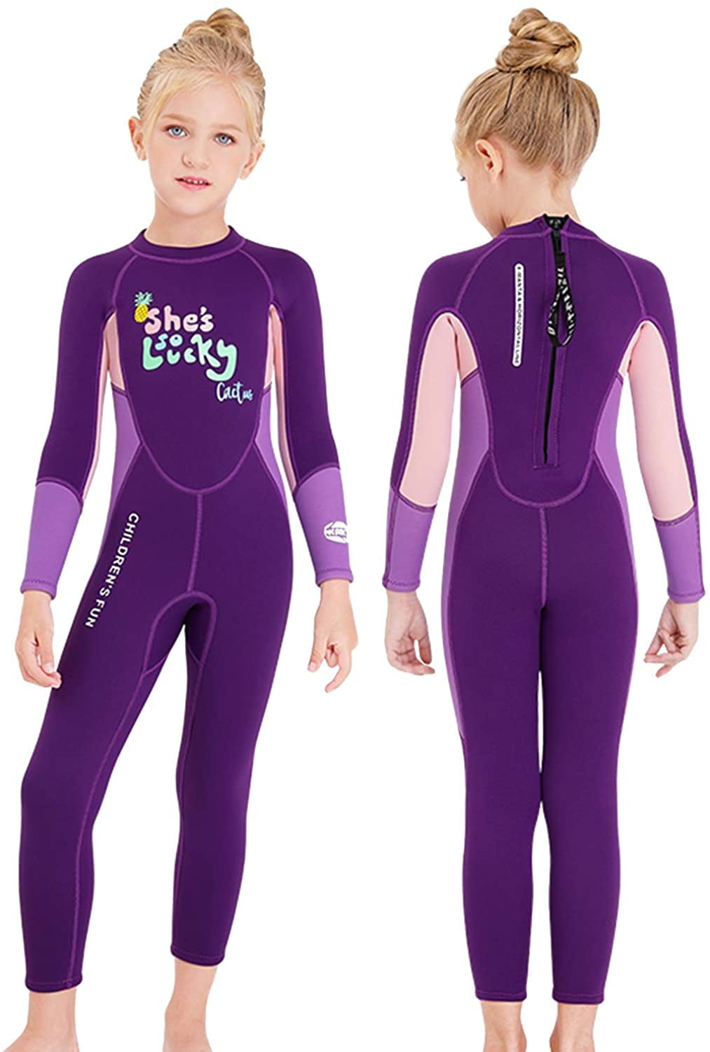 Kids Wetsuit Girls Swimsuit Children 2.6mm Thermal Rash Guard Swimwear