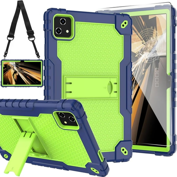Fesign for T-Mobile Revvl Tab 5G Tablet 10.36 inch 2023 Released Case Built in Kickstand Hybrid Case Hard Back Case Come with Tempered Glass/Shoulder Strap for T-Mobile Revvl 2023 (Navy Green/1 Pcs)