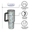 thumbnail image 4 of 40oz Pioneer Flower Floral Print Pattern Insulated Tumbler with Handle, BPA-Free Leak Proof Lid and Straws, Double Wall Vacuum, Hot 12h/Cold 34h, 4 of 6