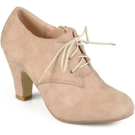 Brinley Co. Womens Vintage Round Toe High Heel Lace-up Faux Suede