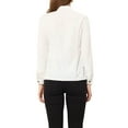 thumbnail image 3 of INSPIRE CHIC Women's Contrast Stitch Bow Tie Collar Long Sleeve Elegant Work Office Button Front Shirt White XS, 3 of 5