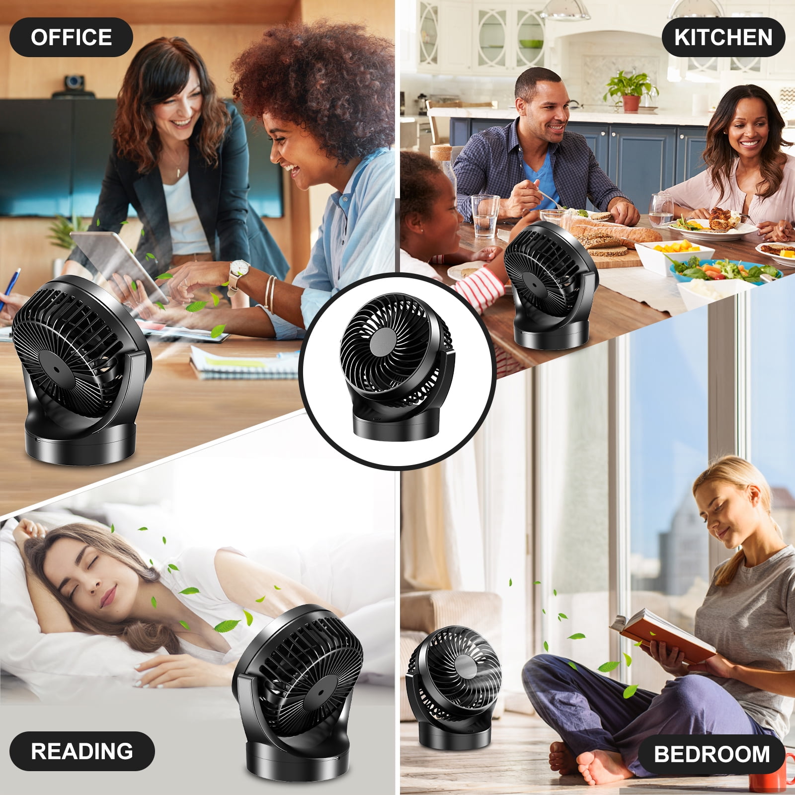 JOLTIX 7" Table Fan,3100mAh,Silent, Super Wind Power and Battery Life, Desktop Mini Fan,Black