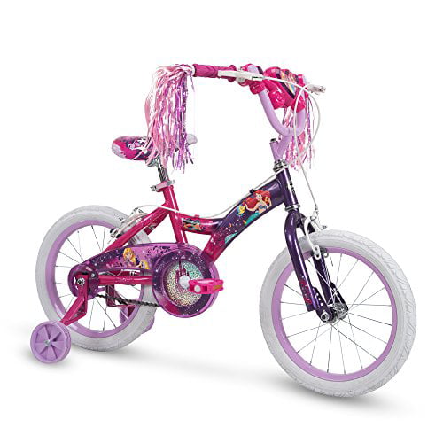 Huffy Disney Princess Kid Bicycle with Streamers and Training Wheels, Purple