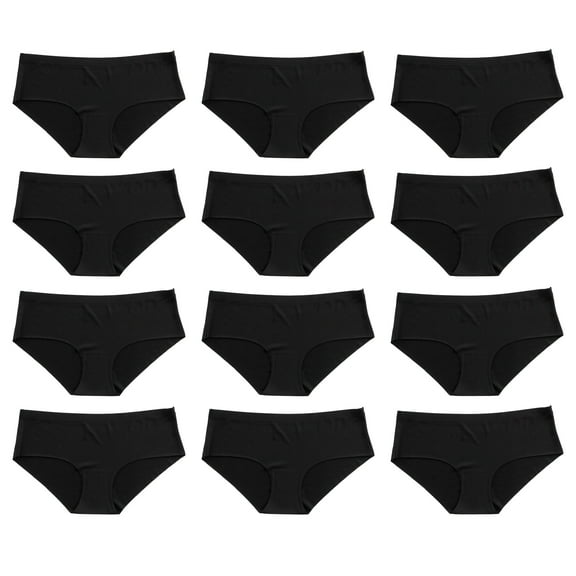 Alyce Ives Intimates Laser Cut Bikini for Women, S, Black, 12 Pack