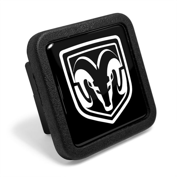 iPick Image for RAM Logo Black Rubber Heavy-Duty 2" Trailer Tow Hitch Receiver Cover for Class 3 and Class 4, Official Licensed